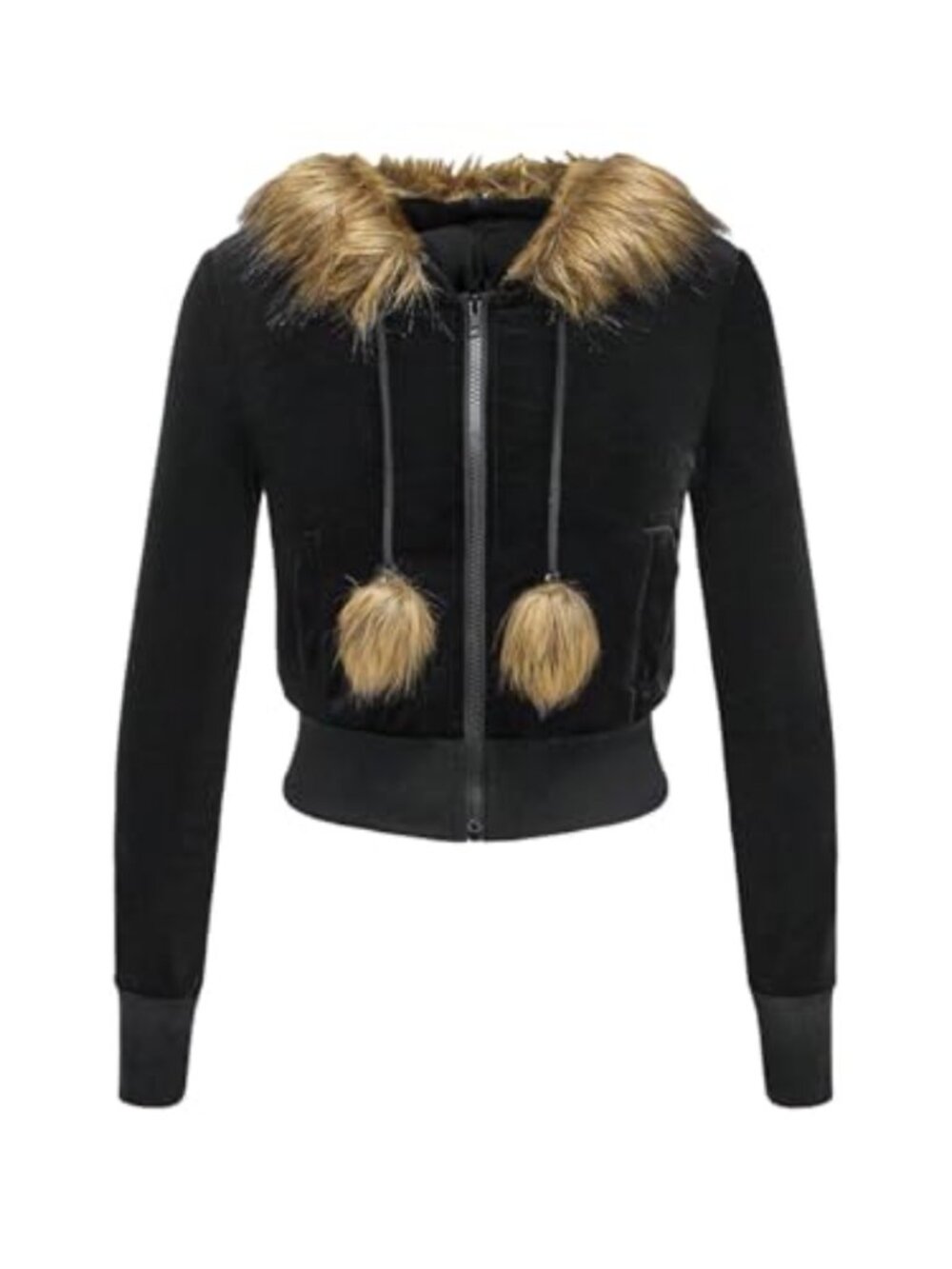 Women's Zip Up Cropped Fuzzy Velvet Hoodie Long Sleeve Slim Fit Sweatshirt